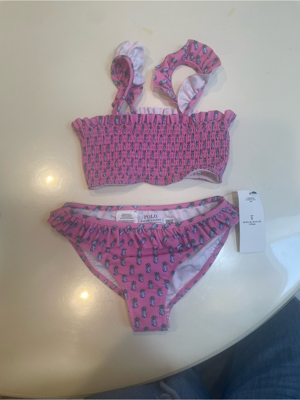 Ralph Lauren Pink Pineapple Smocked Bikini Set